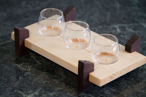 Walnut & Aspen Votive Candle Tray with three candles