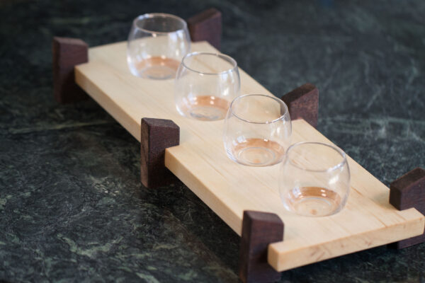 Walnut & Aspen Votive Candle Tray with four candles