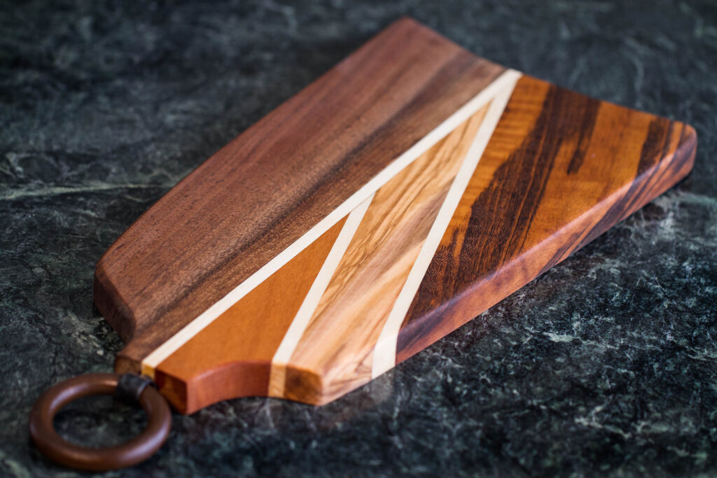 Five-Hardwood Charcuterie Board with Striping