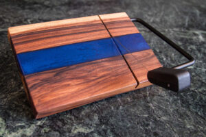Hardwood Cheese Slicer with Blue Epoxy