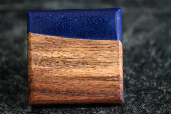 Black Walnut with Blue Expoxy Coaster