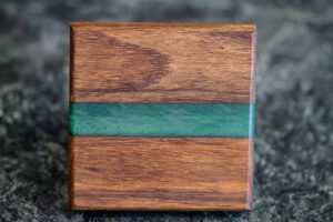 Black Walnut with Light Green Epoxy Coaster